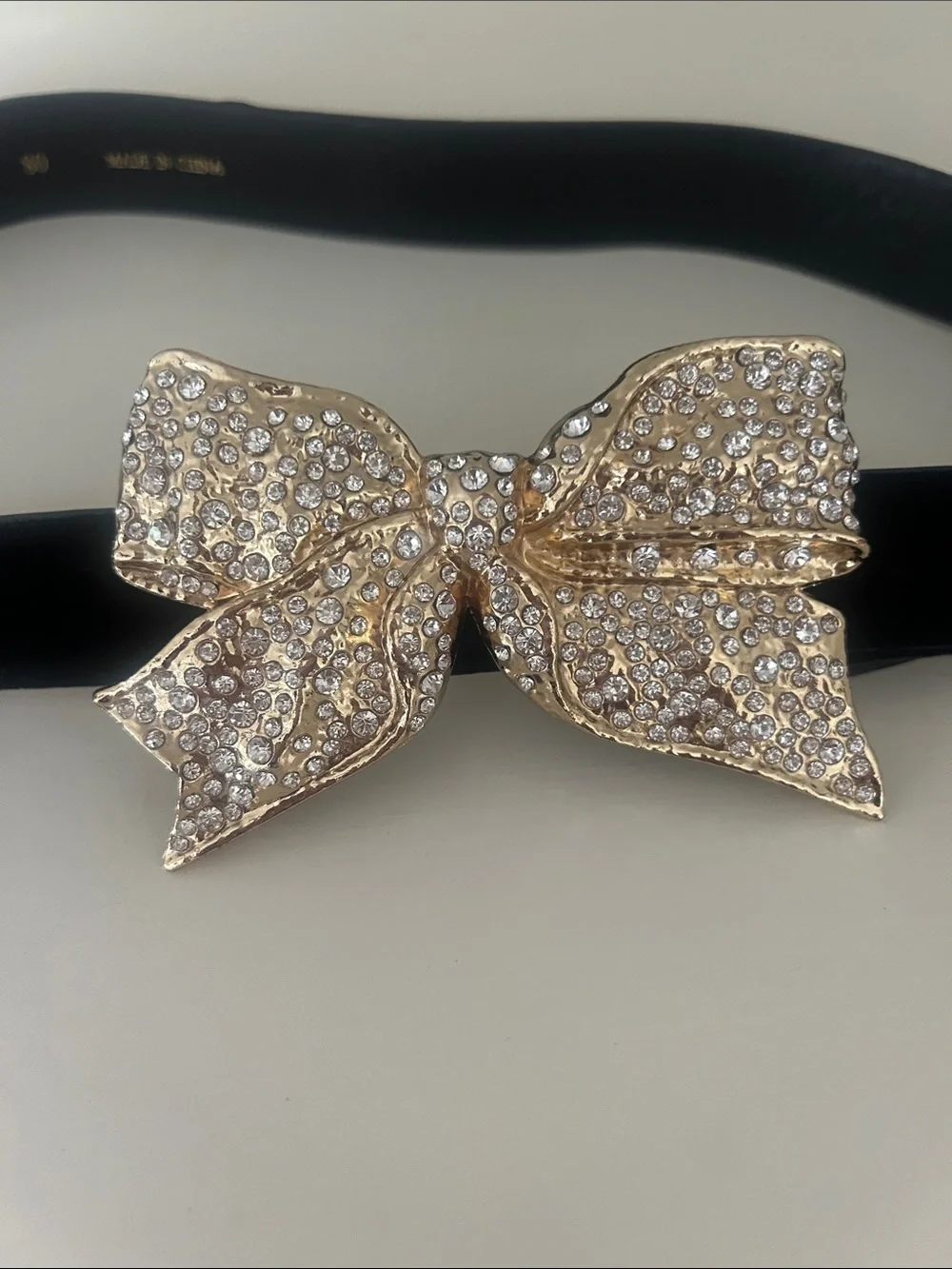 NWOT Zara Velvet Crystal Bow belt
